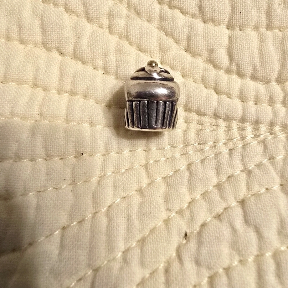 Authentic Pandora Cupcake Silver Charm, RETIRED